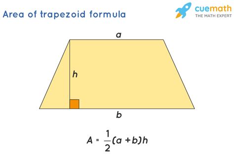 To find the area of a trapezoid, we need to use the following formula: Where a and b are the lengths of the bases, and h is the perpendicular distance from one base to another. We are given a and b, and then h will be the same as our depth.